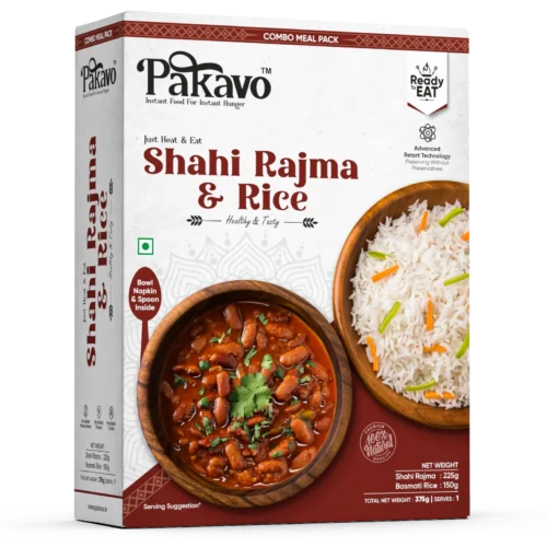 Shahi Rajma & Rice Ready-to-Eat Combo Meal Pack | Microwaveable Bowl, Spoon & Napkin Included | Just Heat & Eat – 375g